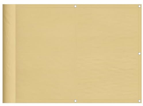 vidaXL Balkon Sichtschutz, Balkonbespannung mit Aluminium-Ösen, Balkonverkleidung Wasserfest, Balkonabdeckung Windschutz, Sandfarben 75x400cm 100% Polyester-Oxford