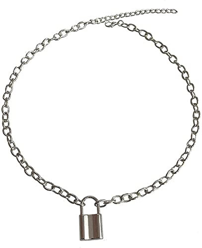 Collana con lucchetto unica Collana girocollo punk a catena lunga con lucchetto semplice per donna Uomo