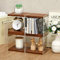 Threehoney 4 Pcs Retro MDF CD Holder Walnut Colored DVD Shelf Rack Hold 60 CD Cases Game Disc Display Organizer Desk Stand Protection Storage Cube for Theater Room Collectibles