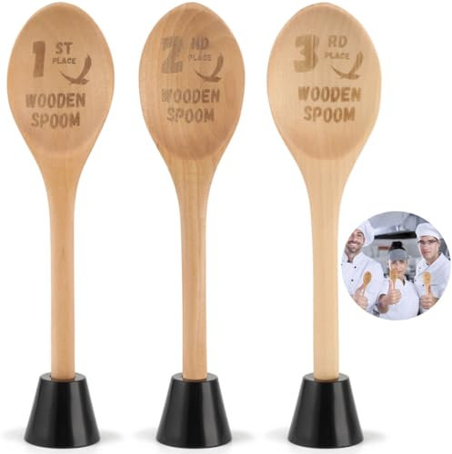 Utensilios de cocina de madera grabados personalizados para fiestas de chile, cocina, vitrina, 3 premios de cuchara de madera, cucharas de madera grabadas con láser