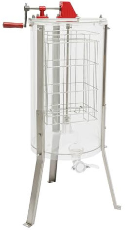 Honigschleuder Manuelle Tangentialschleuder Transparenter Honigextraktor mit Deckel Halbhängender Innenkorb Geringe Geräuschentwicklung 38*65cm für Hobbyisten oder Kleine Imker
