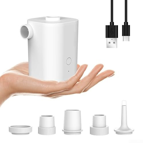 Gdfnmogo Petite pompe à vide électrique rechargeable sans fil pour flotteurs de piscine, matelas gonflable, sacs de rangement sous vide (blanc)