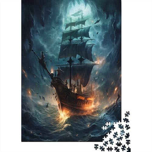 Pirate Ship Jigsaw Puzzles for Adults 1000 Piece Jigsaw Puzzles for Adults Educational Game Challenge Toy 1000 Pieces Puzzles for Adults Kids 1000pcs (75x50cm)