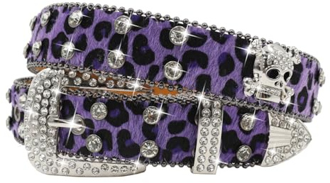 EVERBLTING Y2k Gürtel mit Totenkopf-Motiv, für Herren und Damen, Punk, Nieten, Totenköpfe, Western-Cowgirl-Gürtel, BB-Gürtel