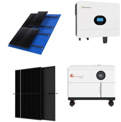 Kit solare completo per la casa 6000W-29.0kwh/giorno GROWATT/FELICITY- batteria+inverter+pannelli solari+kit di staffe o struttura- Energia per la tua casa, facile installazione-OFFERTA