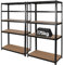 Harbour Housewares 5-Tier Steel Garage Shelving Units Set - Matt Black - 2pc Heavy Duty Free Standing Industrial Shed Storage Racking Shelves | Boltless Assembly | 875kg Capacity | 90 x 40 x 180cm