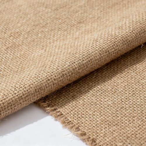 Tessuto di Juta al Metro, 200x160cm Juta Luta in Fibra, Rotolo Luta Naturale per Creazioni Fai da Te in Tessuto, Tappezzeria, Decorazioni, Accessori, Feste, Tela Ruvida, Jute Table Runner Rotolo