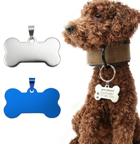 Fysaran Hundemarke Personalisiert - Anhänger Hundehalsband, Edelstahl Dog Tag - Knochenform Hundemarken, Anhänger Marke für Hunde - Tiermarke für Hunde Katzen Welpen Pferde