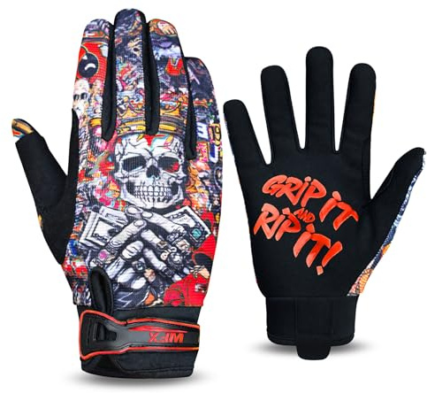 WFX Gants de Moto Homme Femme Gants de Cyclisme Respirant pour Écran Tactile Dirt Bike ATV VTT BMX Motocross Vélo (Rouge, M)