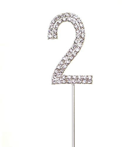 2 Silver Diamond Sparkley Cake Topper Number Year For Mans Boys Womens Girls Birthday Anniversary Party Decorations