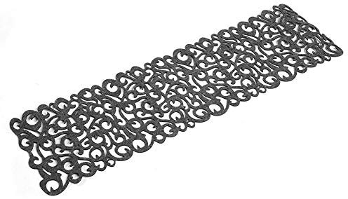 Asixx Filz Tischläufer, Tischdecke Läufer Tischmatten aus Filzmaterial mit Wunderschönen Durchbrochenen Blumen Hitzebeständig und Langlebig, 102 x 29 cm(Dunkelgrau)
