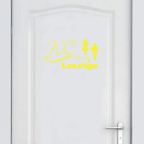 INDIGOS UG - Wandtattoo Wohnzimmer - Wandaufkleber WC Lounge Türaufkleber50cm x 28cm - gelb - Aufkleber Kinderzimmer Schlafzimmer Küche Badezimmer Büro Dekoration