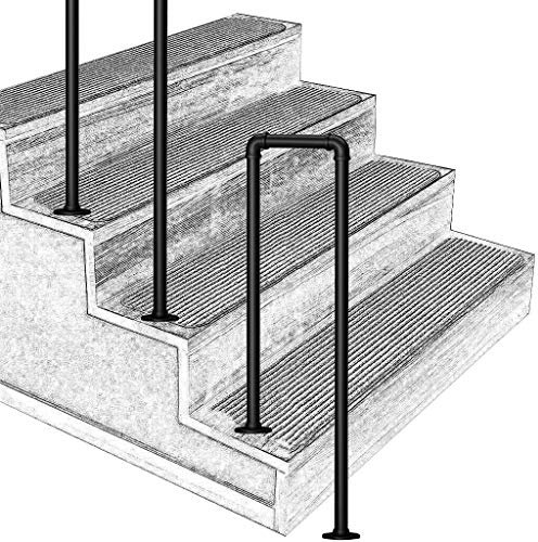 Schmiedeeisen Brüstung Handlauf Geländer Treppe Übergang Geländer für Outdoor Schritt Matt-schwarz Treppengeländer Eingangsgeländer mit Einbausatz