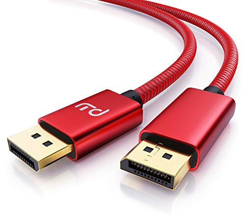 CSL - 8k DisplayPort Kabel 1m - Displayport auf Displayport - DP 1.4-7680 x 4320 60Hz - 3840 x 2160 120Hz - 1920 x 1200 240Hz - Bandbreite von bis zu 32,4 Gbit s - HBR3, DSC 1.2, HDR 10 - rot
