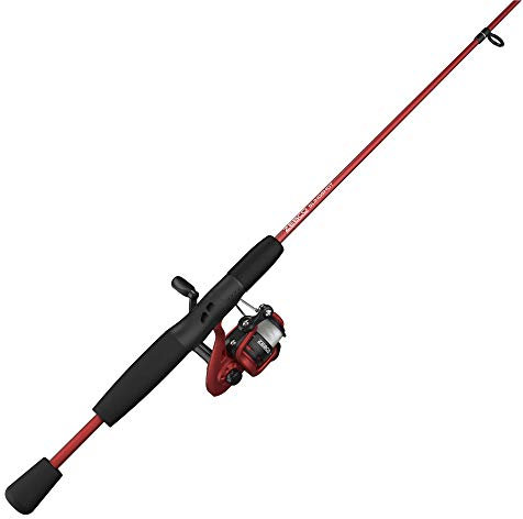 Zebco Slingshot Spinnrolle und Angelrute Combo, 1,5 m 15,2 cm 2-teilige Angelrute, Größe 20, wechselbar Rechts- oder Linkshänder, vorgespult mit 3,6 kg Zebco Cajun Schnur, rot