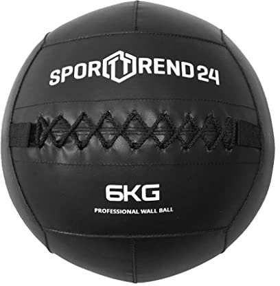 Sporttrend 24® Wall Ball 3kg, 4kg, 5kg, 6kg, 7kg, 8kg, 9kg, 10kg, 12kg in schwarz | Gewichtsball, Trainingsball, Gewicht, Ball, Bälle, Fitness (schwarz, 6kg)