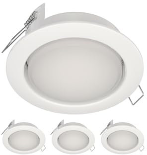 ledscom.de 4 Stück LED Einbaustrahler Zobe II flach GX53 weiß rund 10,063W 1038lm warm-weiß 107mm Ø Lochkreis 90mm Ø