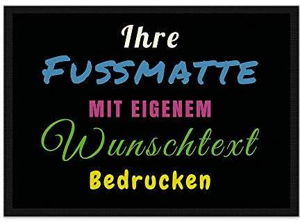 PR Print Royal Fußmatte mit Wunschtext beschriften - Verschiedene Größen bis 120 cm - Fußabtreter Bedrucken mit Spruch - viele Hintergründe - rutschfest, 90 x 60 cm mit Gummirand