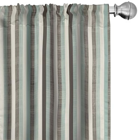 ABAKUHAUS Retro Vorhänge, Gardinen, Gestreifte Klassische Alt, Fensterbehandlungen für Wohnzimmer Schlafzimmer Dekor, 2 Stück 75 cm b x 225 cm h, Mandelgrün Braun Creme