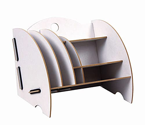 Werkhaus SON 102849 Schreibtischorganizer Weiß mit 8 Fächern Briefkorb Zeitschriftensammler Ablagebox