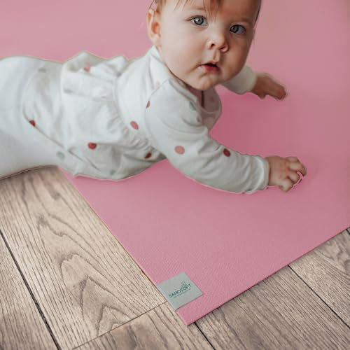 Sanosoft® Krabbelmatte Made in Germany, Öko-Tex Anti-Rutsch Krabbelunterlage - 120cm X 120cm Rosa