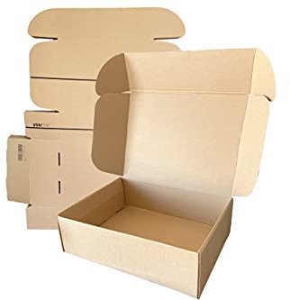 Youmar Solutions - 25 Stück Maxibriefkarton (L) 310x180x90 MM, Braun, weiß Versandkarton für Büchersendung Geschenk Box