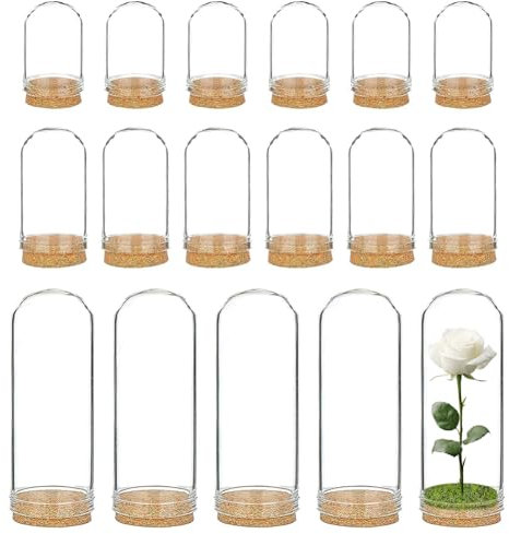 BENECREAT 24PCS Bouteilles de bocaux en verre 3 Taille Mixte Bouteille décorative Dome avec bouchons en liège pour Noël, les cadeaux, les arts et les petits projets