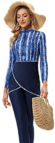 seafanny Damen 3-teilige muslimische Bademode Full Cover Hijab Burkini Modest Badeanzug M(38)