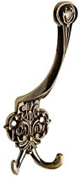MS Beschläge Kleiderhaken Zamak Garderobenhaken Wandhaken Messing Antik Doppelhaken Vintage-Style Huthaken
