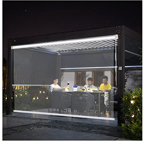 SHUDONGDEN Transparent Wasserdichtes Roll-Up-Rollo,Transparente Rollo,Rollos Outdoor Pergola Rollo Jalousie, PVC Transparent Vinyl Wasserdichter Vorhang,120x150cm/47.2x59in