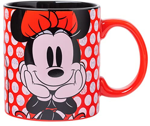 Silver Buffalo Disney Minnie Mouse Tasse en céramique à pois blancs et rouges, 590 ml