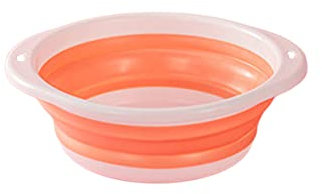 Collapsible Washing Up Bowl, High Temperature Resistant Basin, Not Easy to Deform, Foldable Round Bucket Wash Basin for Outdoor Picnic, Medium, Orange, 13.7 * 4.7 in