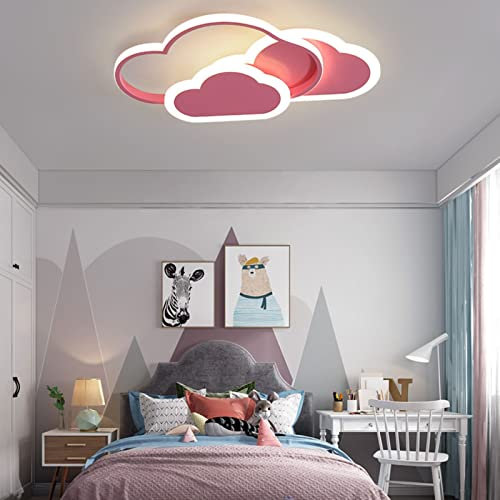 LED Deckenleuchten, Kreative Weiße Wolken Decken Lampe, Dimmbare mit Fernbedienung , Kinderzimmer Wandleuchte, für Kindergärten Schlafzimmer Studierzimmer und Kinderzimmer Lampe (Rosa, 42cm)