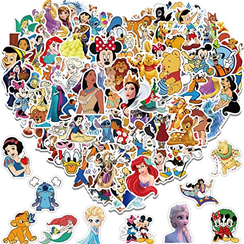 Cartoon Stickers 100PCS Asverbet Kids Princess Sticker Cute Stickers for Kids Teens Adults Waterproof Vinyl Cartoon Sticker for Water Bottles Laptop Luggage