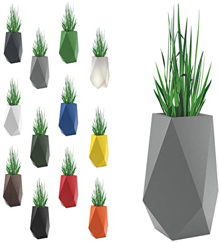 Monumo®️ Volcano Blumentopf Groß mit Innenkasten wetterfest geeignet für Haus Büro Garten Patio Hotel Restaurant Balkon und Terrasse moderner Gartentopf (42 cm x 42 cm x 80 cm, Grau)