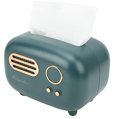 HEEPDD Retro Green Tissue Box Holder, Nordic Style Wide Mouth Design for Easy Access, Decorative Tissue Storage Box for Living Room, Coffee Table, Bedroom, Office and Home Décor