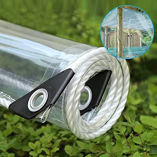 0.8m × 8.8m Plane Wasserdicht Transparent Mit öSen, Durchsichtige Plane FüR DraußEn,Zelt Durchsichtig Planen Garten,Zeltplane Abdeckplane,Wetterfeste Plane FüR Faltbar, 500 g/m²
