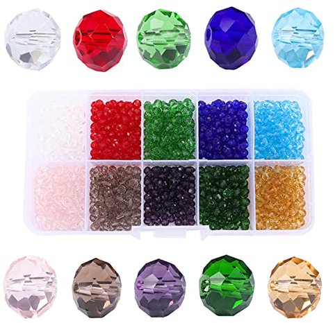 Lumeiy 4 mm Briolette-Kristallglasperlen für Schmuckherstellung, Kristall-Abstandshalter, facettierte Glasperlen,mit Behälterbox (1000 Stück)
