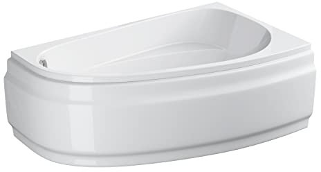 CERSANIT Eckbadewanne Asymmetrisch | L x B x H: 160 x 95 x 42 cm | Badewanne Freistehend JOANNA | Duschbadewanne Erwachsene Rechte | Freistehende Badewanne mit Verstellbaren Füßen | Farbe: Acryl Weiß