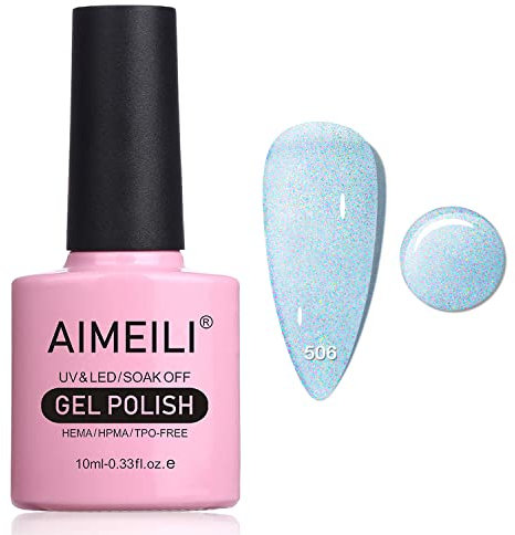 AIMEILI UV Gel Nagellack Glitzer Blau Jelly Translucent Glitzer UV Nagellack Spring Summer Glitter Gel Polish - 506 Blau