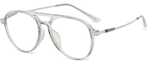 Lanomi Pilot Lesebrille Blaulichtfilter für Damen Herren | UV Schutz Linse, Mode Doppelbrücke Rahmen, PC Metallbügel Brille Stärken 0 bis +3,5, für Alltag & Bildschirmarbeit