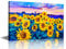 TISHIRON Rustikaler Bauernhof-Sonnenblumen-Wandkunst, Leinwanddruck, gerahmt, Sonnenblume, Vintage-Kunst, Heimdekoration, Gemälde zum Aufhängen an Wänden, fertig zum Aufhängen, 40.6x61 cm