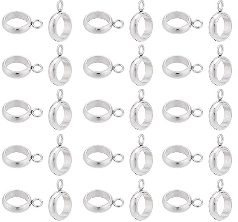 UNICRAFTALE 60 STK 11mm Lang 304 Edelstahl Rohrschlaufen Mit Öse Aus Metall Lose Ring Schlaufe Rund Hohl Aufhänger Verbinder Für DIY Schmuckherstellung Armbänder Halsketten Basteln Loch 2 mm