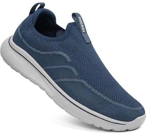 ODCKOI Zapatillas Slip On Hombre Deportivas Masculinas Zapatos Calzado Ligero Sneaker Fitness Running sin Cordones Malla Sneaker Azul Oscuro 42