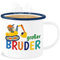 Emaille Becher Blechbecher - Tassen - Großer Bruder Bagger I Großer Bruder Geschenk Grosser Bruder - 300 ml - Weiß Blau - tasse geburt big brother bro blech für großen große brüder