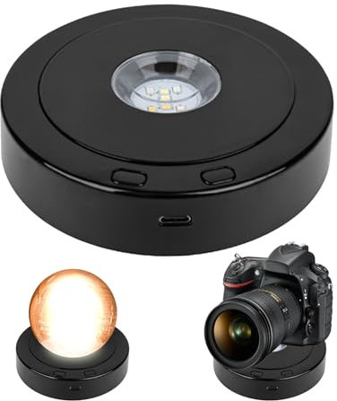 YWNYT Drehbarer LED-Lichtsockel, 4 drehbare und 8 Lichtmodi, LED-Display-Ständer, bunte Plattenspieler-Grundplatte, Desktop-Display-Basis für Glaskugel, Kristallkunst