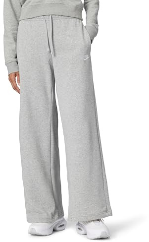 Nike Women's Sportswear Club Fleece Mid-Rise Wide-Leg Sweatpants, Dark Grey Heather/White, 2XL