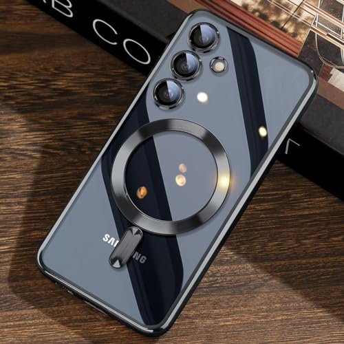 JUESHITUO für Samsung Galaxy S24 Hülle für MagSafe (Mit Integrierter Kameraschutz) [TOP N56 Starke Magnete] Handyhülle Samsung S24 5G für Frauen Mädchen Galaxy S24 Case - Titan Schwarz