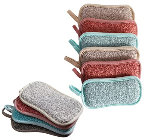 LALAFINA 10pcs Cotton Sponge Exfoliator Gloves Wood Pulp Dish Scrubber Sponge Reusable Wok Dish Sponge Bath Body Scrub Gloves Kitchen Wok Sponge Small Dish Take a Bath Cotton Linen
