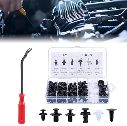100 Pièces Clips Voiture Universel, Clips de Fixation Automobile, Kit de Clips Plastiques, Rivet Clips Plastique, Rivet Clips Plastique Voiture Universel, Rivet Plastique Fixation de Protection